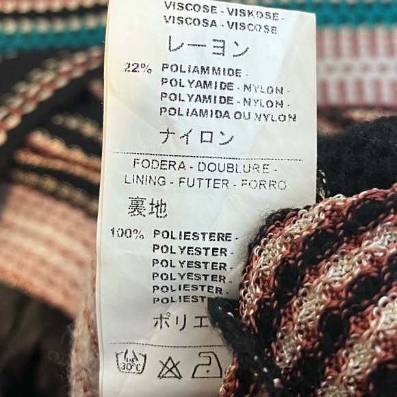 Missoni Striped Wool Blend Sz 8 Knit Metallic V-Neck Babydoll Y2K Dress - Picture 12 of 13